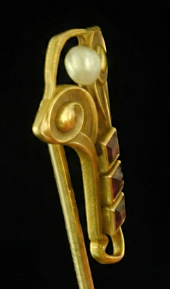 Art Nouveau Amethysts and Pearl Stickpin (SP9708)
