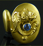 Regal winged lion cufflinks with sapphires. (J9147)