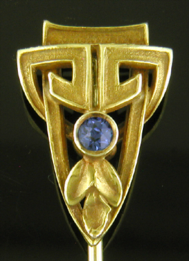 Alling sapphire and laurels stickpin. (J9482)