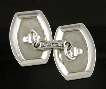 Rear view of antique white gold cufflinks. (J6790)