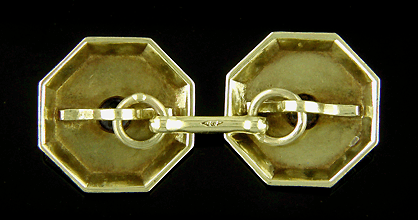 Antique cufflinks with Sapphires and Arabesque designs crafted in 14kt gold. (J7482)