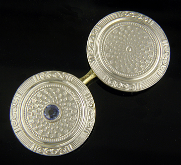 Art Deco sapphire cufflinks. (J9173)