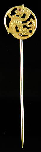 Art Noveau fiery chimera stickpin. (J9474)