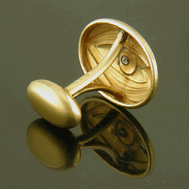 Rear view of Arts and Crafts cufflinks with a small diamond. (J7174)