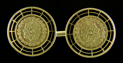 Blackinton enamel and gold cufflinks. (J8682)