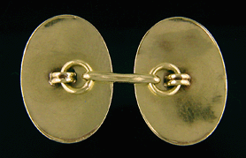 Reverse of Blackinton oval gold cufflinks. (J8614)