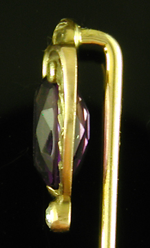 Hans Brassler amethyst and diamond scroll stickpin. (SP9633)