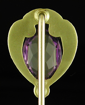 Hans Brassler amethyst and diamond stickpin. (J9501)