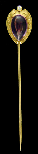 Brassler amethyst and diamond stickpin. (J9539)