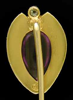 Brassler amethyst and diamond stickpin. (J9539)