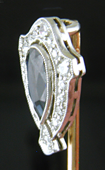 Hans Brassler sapphire and diamonds stickpin. (SP9636)