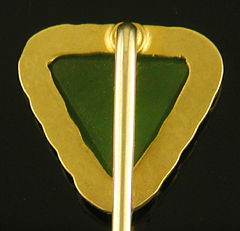 Hans Brassler jade triangle stickpin. (J9441)