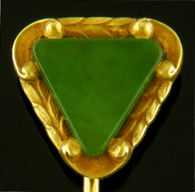 Hans Brassler jade triangle stickpin. (J9441)