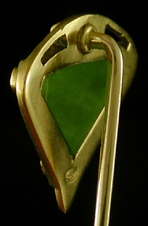 Hans Brassler Art Nouveau jade stickpin. (SP9588)