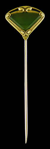 Hans Brassler Art Nouveau jade stickpin. (SP9588)