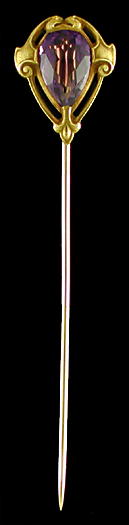 Hans Brassler medieval amethyst stickpin. (SP9421)