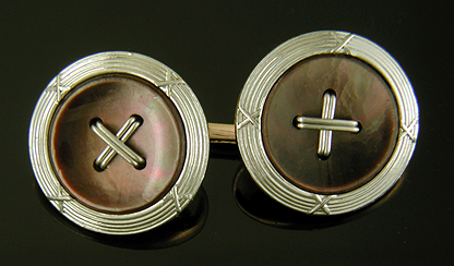 Carrington abalone button cufflinks. (J9233)
