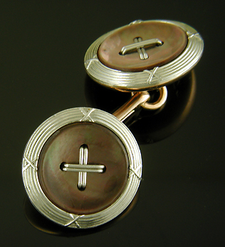 Carrington abalone button cufflinks. (J9233)