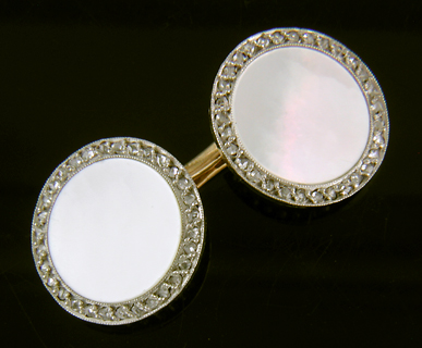 Carrington diamond and mother-of-pearl dress set. (J8818)