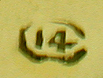 Close up of Carrington maker's mark on reverse of cufflinks. (J9304)