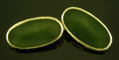 Carrington jade cufflinks. (J9288)