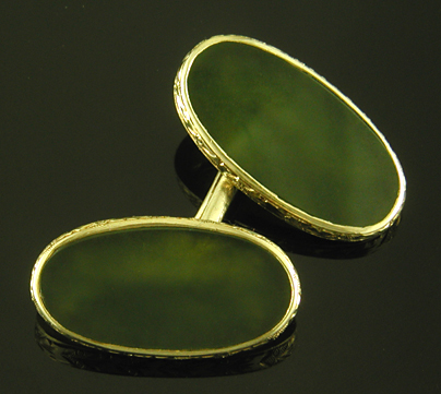 Carrington jade cufflinks. (J9288)
