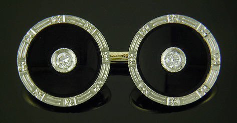 Carrington onyx and diamond tuxedo set. (J9443)