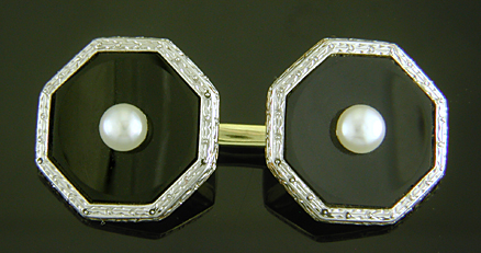 Carrington onyx and pearl dress set. (J9132)