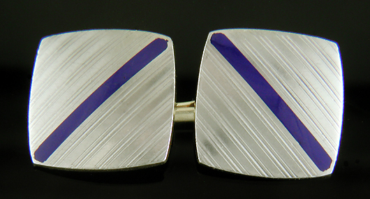 Carrington platinum and blue enamel cufflinks. (J9300)