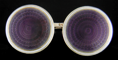 Carrington purple guiloche enamel cufflinks. (J9402)