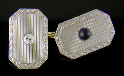 Carrington & Co. sapphire and diamond cufflinks. (J8986)