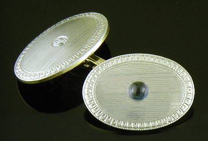 Carrington sapphire and diamond cufflinks. (J9343)