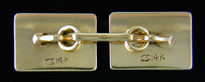 Carrington 14kt gold stripe cufflinks. (J8758)