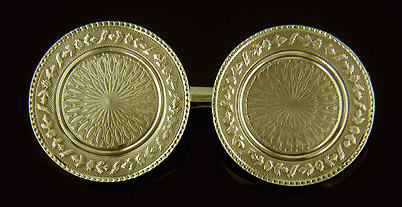 Antique 14kt yellow gold Carrington sunburst and swag cufflinks. (J8689)