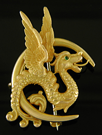 Carter dragon and crescent brooch. (J9384)
