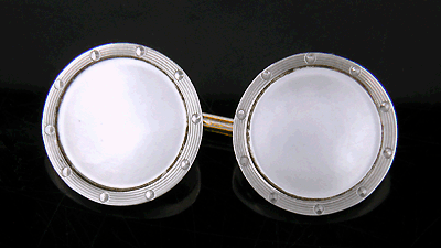 Carter, Gough 14kt gold and mother-of-pearl cufflinks. (J7176)