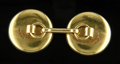 Rear view of Carter, Gough 14kt gold and mother-of-pearl cufflinks. (J7176)
