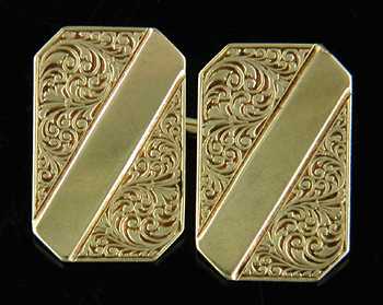 Carter, Gough golden scroll cufflinks. (J8459)