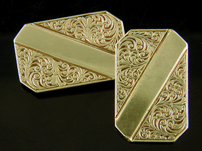 Carter, Gough golden scroll cufflinks. (J8459)