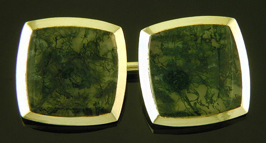 Carter, Gough moss agate cufflinks. (CL9711)