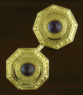 Carter, Gough Sapphire and gold cufflinks. (J8806)