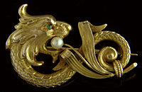Victorian lion-serpent brooch. (J9079)