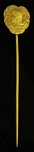 Carter, Howe Art Nouveau stickpin of woman and pansy. (J9166)