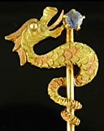 Carter, Howe sapphire and serpent stickpin. (SP9712)