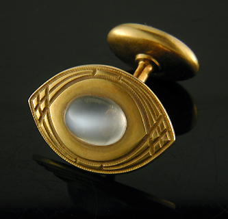Antique Moonstone cufflinks crafted in 14kt gold. (J9013)