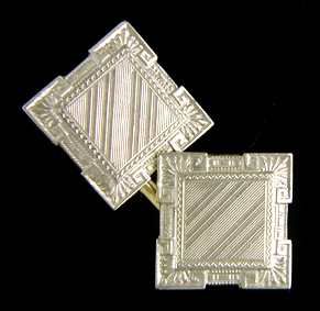 Elegant Art Deco white gold cufflinks. (J8841)