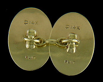 Rear view of antique platinum and gold cufflinks. (J8972)