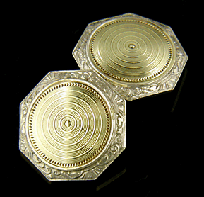 Antique 14kt yellow and white gold cufflinks. (J8453)