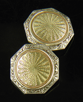 Antique 14kt yellow and white gold cufflinks. (J8631)