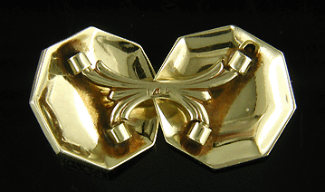 Rear view of antique 14kt yellow and white gold cufflinks. (J8631)